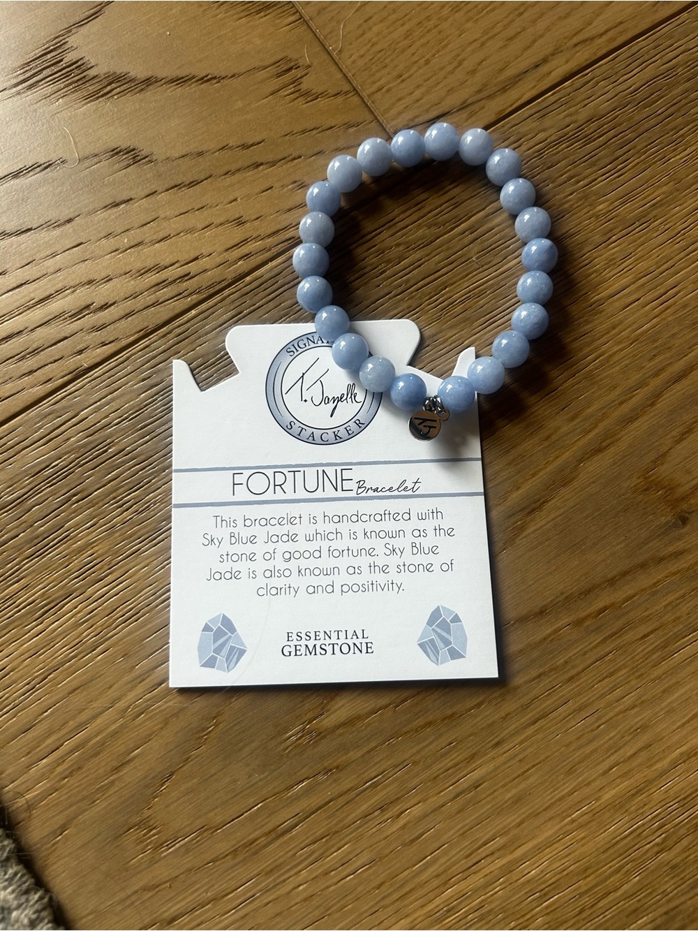 Sky Blue Jade Beaded Bracelet with Charm - Fortune Bracelet